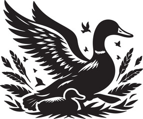 Stunning Duck Silhouette Art Illustrations for Creative Designs