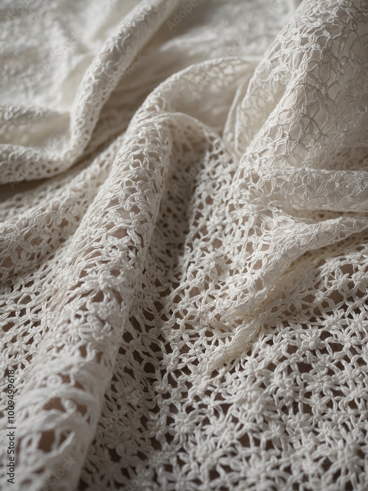 Aufkleber intricate white lace fabric with delicate patterns, creating soft, elegant and textured background