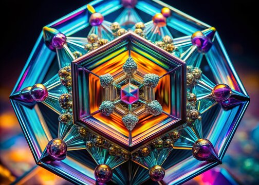 Stunning Monoclinic Crystal Structure Showcasing Intricate Patterns and Unique Geometric Shapes