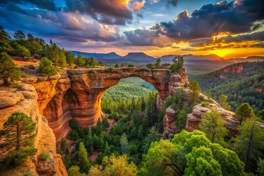Stunning Natural Bridge in Payson, Arizona Surrounded by Lush Greenery and Scenic Mountain Views