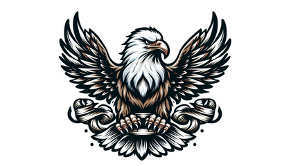 Fototapeta premium A cartoon eagle mascot with claws out and wings spread