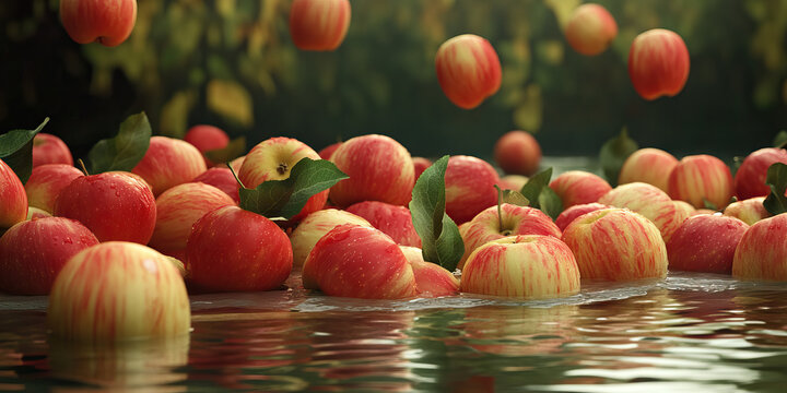 Apple Bobbing Bash: A traditional game with a table set up, filled with apples and water, where participants try to sink their teeth into an apple without breaking it.