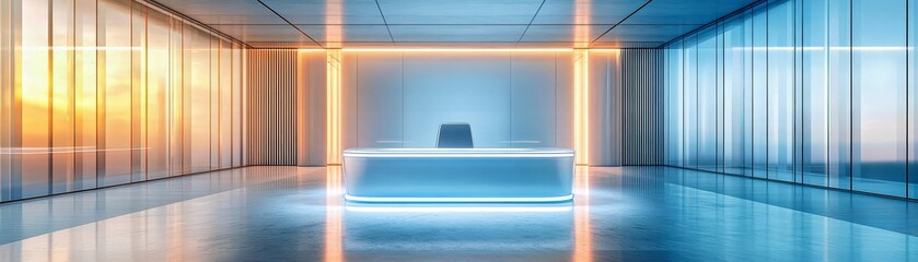 Modern Office Interior Design with Glass Walls and LED Lighting