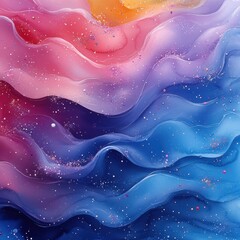 Obraz premium Abstract Galaxy Painting with Glitter and Waves