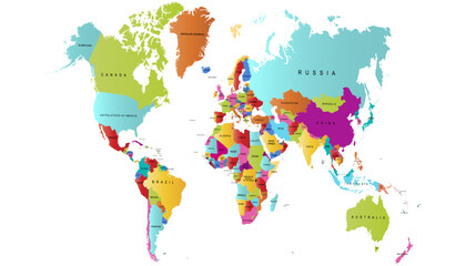 Obraz premium World map. Modern color vector map. Silhouette map.