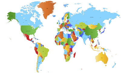 World map. Modern color vector map. Silhouette map.