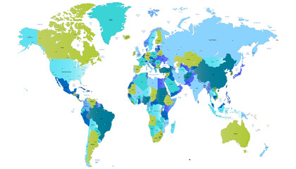Fototapeta premium World map. Modern color vector map. Silhouette map.
