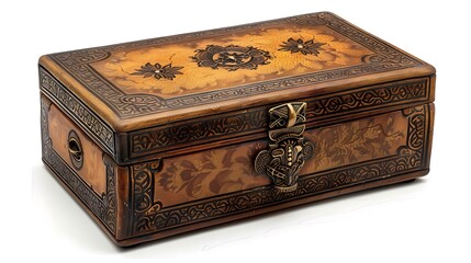 A leather-bound necklace box with embossed patterns