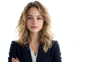 Portrait of a confident young business woman isolated on a transparent background, Generative AI