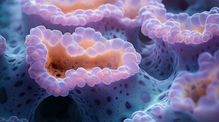 Close-Ups Of Underwater Corals. Illustration On The Theme Of The Animal World And Plants. Generative AI