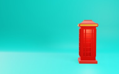 Obraz premium 3D Render of Red Telephone Box in Blue Background