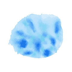 Blue watercolor blot background. Brush stroke abstract shape. Paint stain wallpaper.
