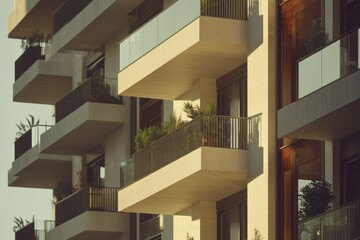 Fototapeta premium Modern Residential Building with Striking Balconies