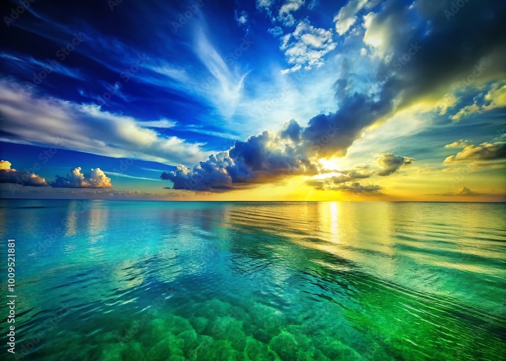 Poster tranquil gradient of blue and green shades creating a serene and calming background effect