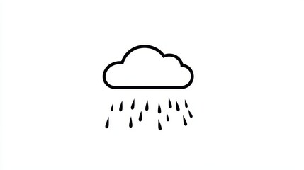 Rainy Day Cloudy Weather Icon Simplistic Black and White
