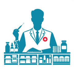 Pharmacist vector image silhouette