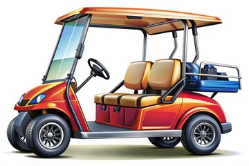 Chic vector graphic of a golf cart, tailored for sports and recreation themes. Perfect for eye-catching designs that celebrate leisure and outdoor enjoyment.
