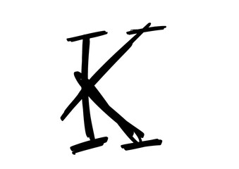  calligraphy letters K, font Isolated