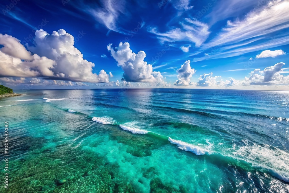 Poster Vast and Serene Views of the Third Largest Ocean with Clear Blue Waters and Gentle Wave Patterns