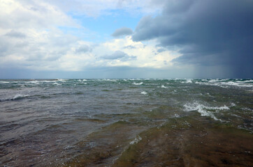 waves of the North Sea meeting the Baltic Sea in the north of the Jutland in Denmark in Europe
