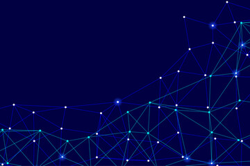 Abstract Polygon Network Connecting shape Blue background design concept