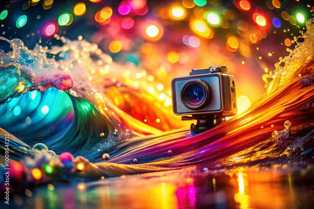 Poster vibrant abstract background with dynamic waves and energy patterns in bright colors and fluid shapes