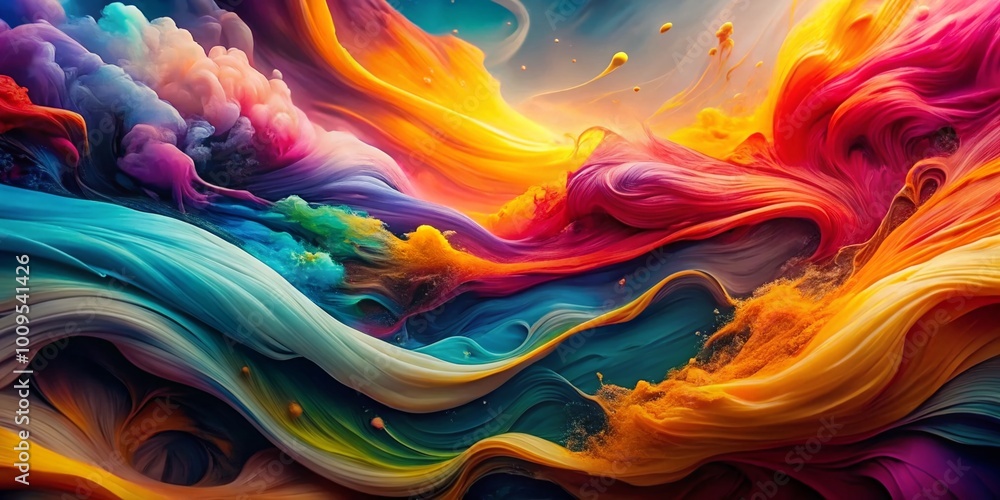 Poster vibrant abstract background with flowing colors and shapes creating a dynamic visual experience