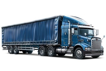 18 wheel truck hauling cargo bay vehicle white background transportation.