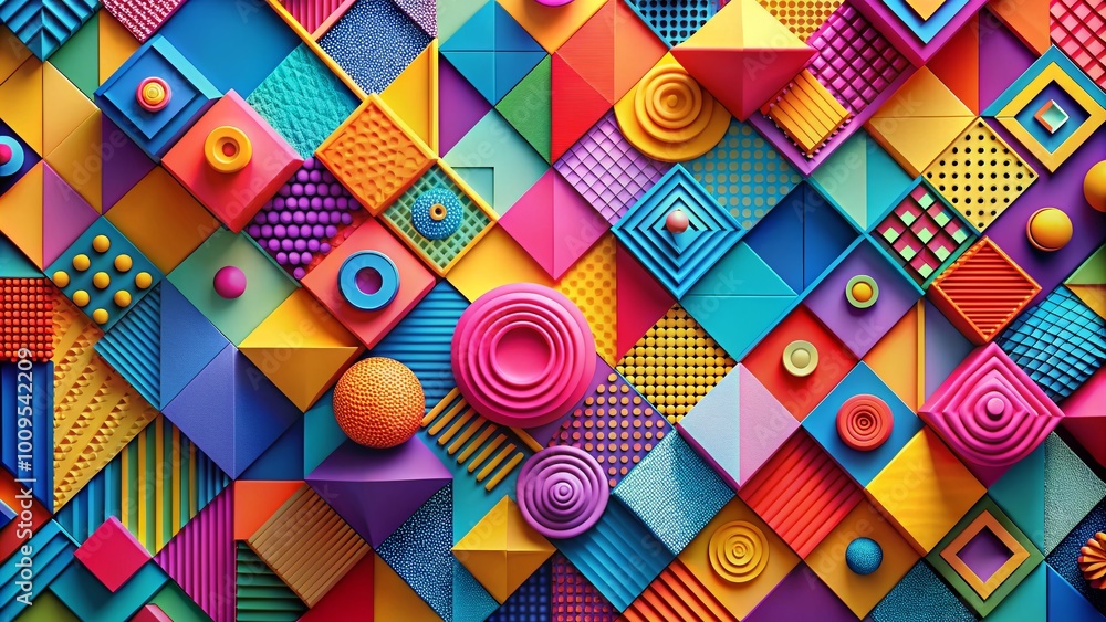 Aufkleber vibrant abstract geometric background with colorful shapes and patterns for modern design projects