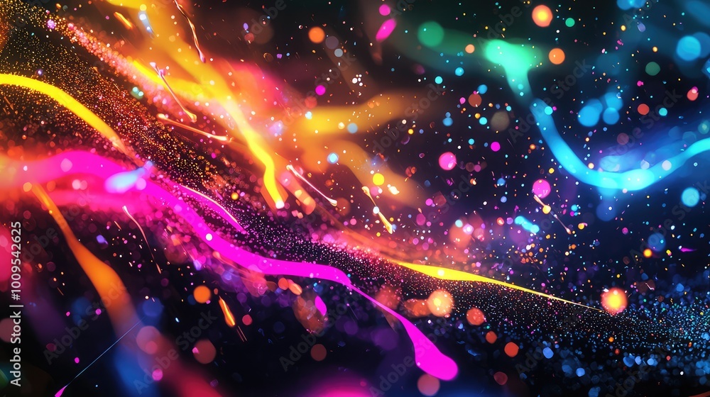 Poster vibrant splash of colors creates a dynamic and energetic abstract background with movement and depth