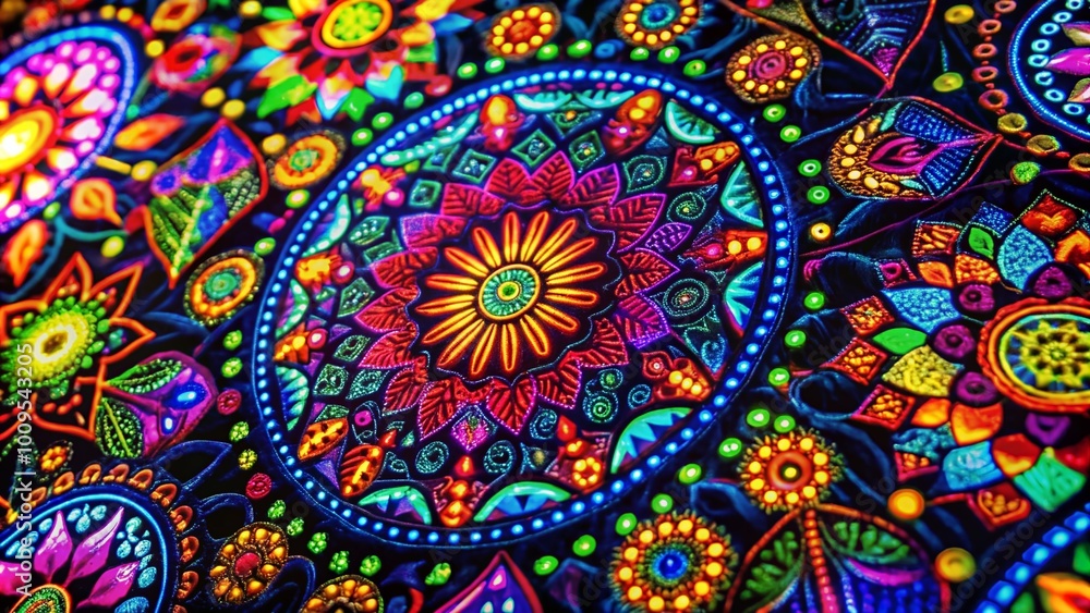 Poster vibrant abstract pattern showcasing intricate designs and vivid colors for creative visual projects