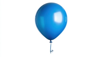   A blue balloon floats in the air with strings attached at its base