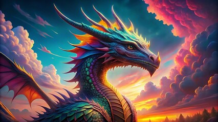 Vibrant and Colorful Dragon Illustrations Perfect for Fantasy Art, Children's Books, and Decor
