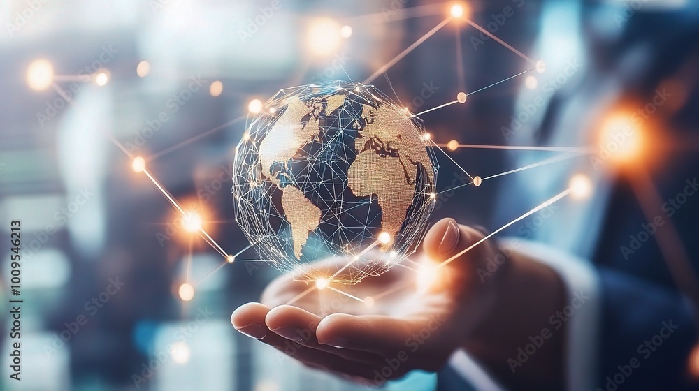 Poster global business connection in digital network