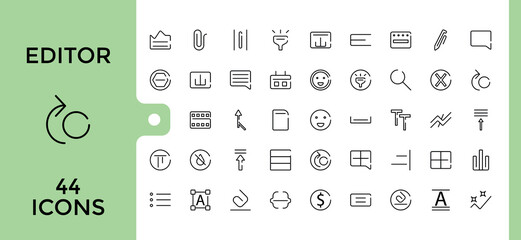 Editor icon set in thin line style, clock, Timer, minimal symbols for web and mobile phone - editable stroke pixel perfect vector illustration.