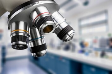 Scientist worker analyze biochemical samples in laboratory.