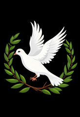 Obraz premium Peace white dove with an olive branch