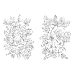 Flora line art coloring  pages for decoration