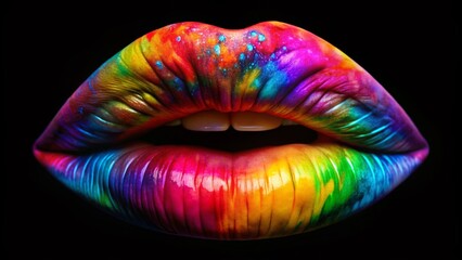 Obraz premium Vibrant Animated Lips with Colorful Effects Ideal for Creative Projects and Digital Media Use