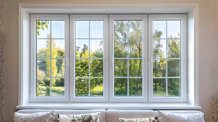 Double casement window with clear glass and sleek frame