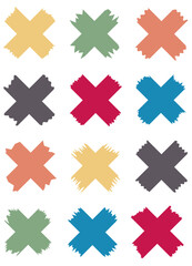 Set of colorful washi tapes isolated on white. Tapes collection in vector. Pieces of decorative tape for scrapbooks. Torn paper. Blue, green, yellow, red, gray, orange