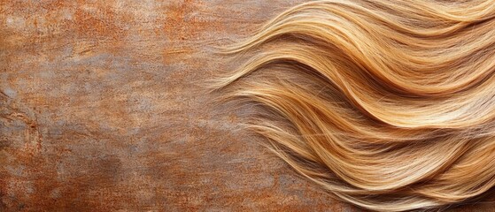  A tight shot of blonde hair textured against a brown metallic surface, backed by a rusted background
