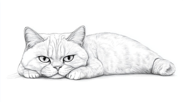 a drowing shorthair cat
