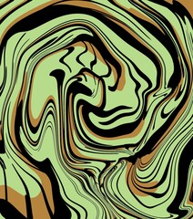 Green, black and orange marble effect texture liquid background wallpaper