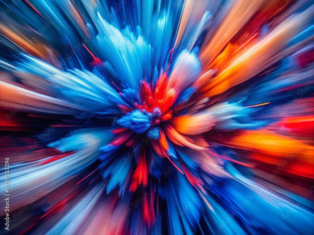 Aufkleber vibrant blue and red abstract composition with dynamic shapes and textures for creative projects