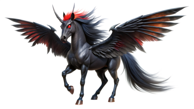 black unicorn wing  on white background.AI GENERATED