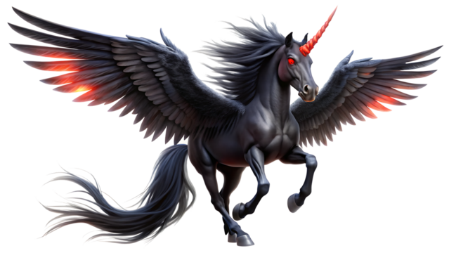 black unicorn wing  on white background.AI GENERATED