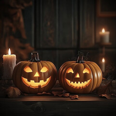 Fototapeta premium a helloween background with pumpkins