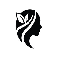 Spa wellness logo beauty woman head female flower icon vector