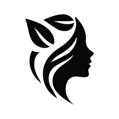 Spa wellness logo beauty woman head female flower icon vector